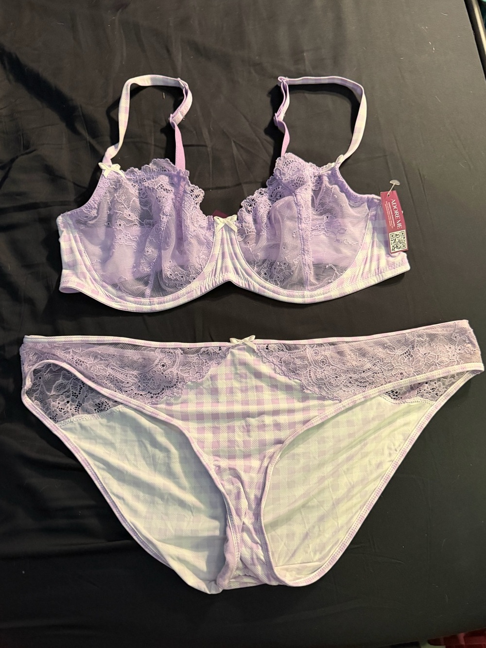 Adore Me Lavender Lace Bra and Panty Set